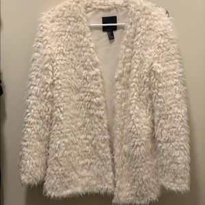 White/cream fuzzy coat with lining!